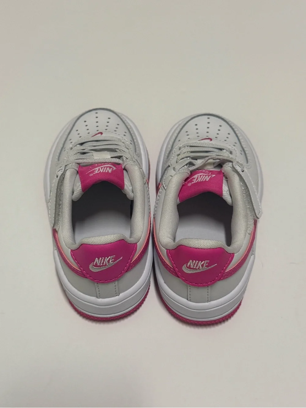 Little Kid's Nike Force 1 Low EasyOn White/Laser Fuchsia (FN0237 102) 8C NWOB